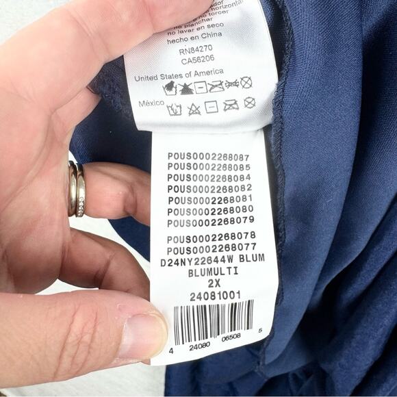 Jules & Cleo Ruched Glitter Knit Cap Sleeve Sheath Stretch Gown Navy Plus Sz 2X - Picture 16 of 16